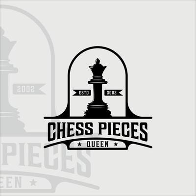 xadrez e rainha peça logotipo ilustração vetorial vintage modelo ícone  design gráfico. sinal retrô ou símbolo para torneio de xadrez ou clube com  distintivo e tipografia 5415289 Vetor no Vecteezy